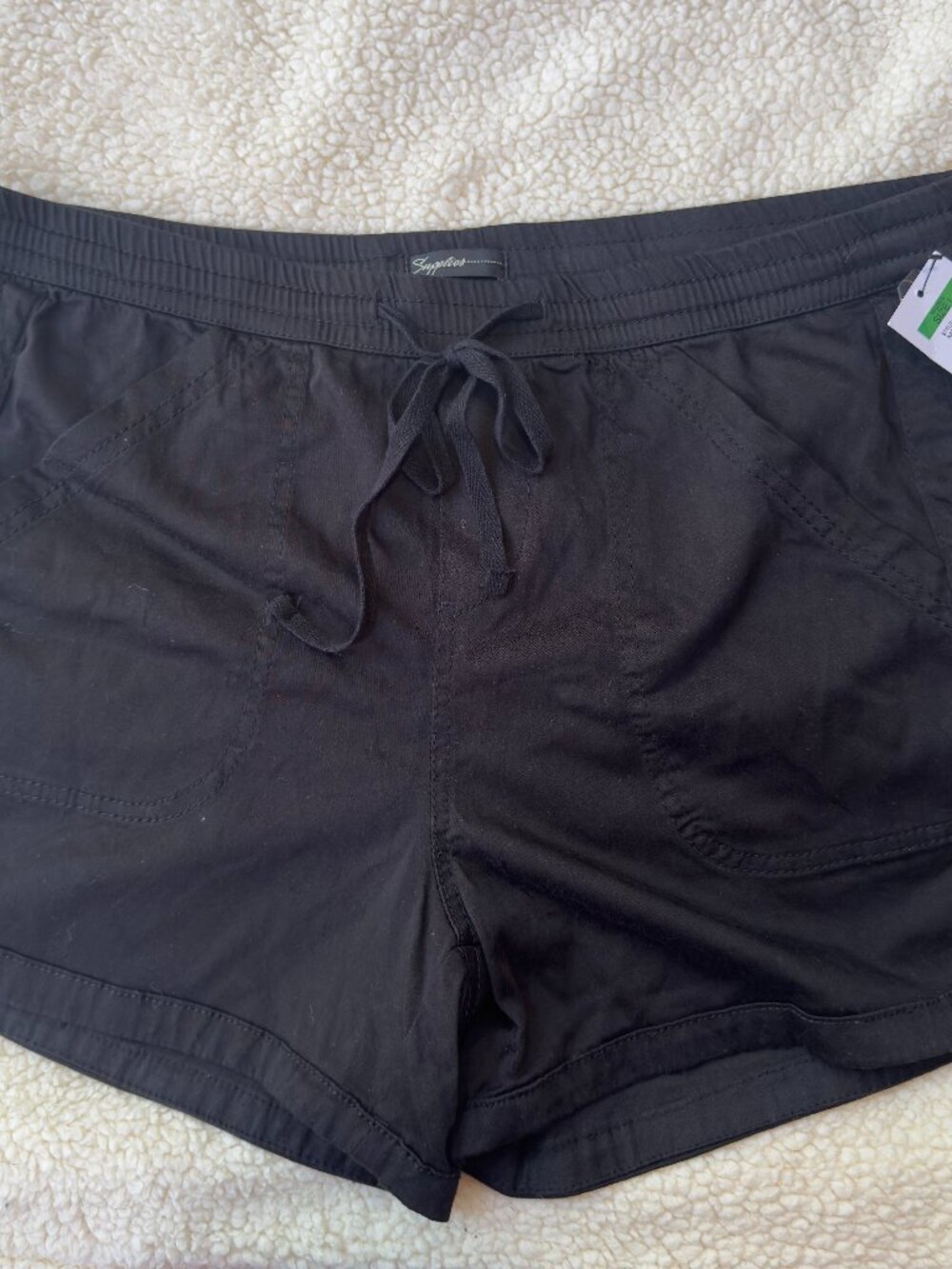 Supplies by Union Bay Black Drawstring Shorts Pull On Pockets NWT Size L